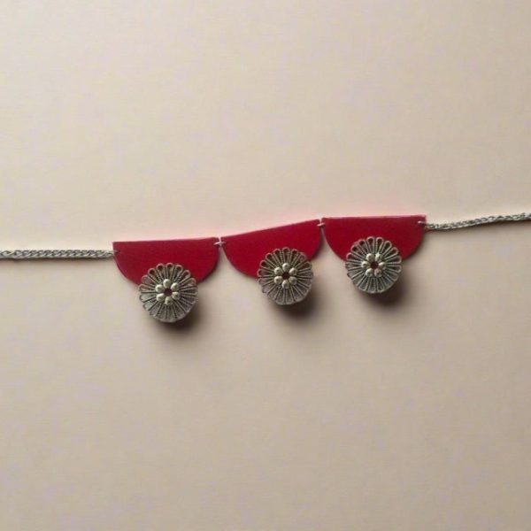 Rainvas Red and Oxidized Silver Choker