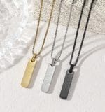 Rectangular Arabic Calligraphy Pendant Necklace – 316L Waterproof Stainless Steel Platinum Plated