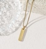Rectangular Arabic Calligraphy Pendant Necklace – 316L Waterproof Stainless Steel Platinum Plated - Image 2