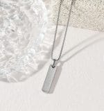 Rectangular Arabic Calligraphy Pendant Necklace – 316L Waterproof Stainless Steel Platinum Plated - Image 4