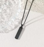 Rectangular Arabic Calligraphy Pendant Necklace – 316L Waterproof Stainless Steel Platinum Plated - Image 3